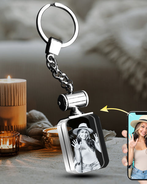 Personalized 3D Rectangle Crystal Engraved Light Up KeyChain