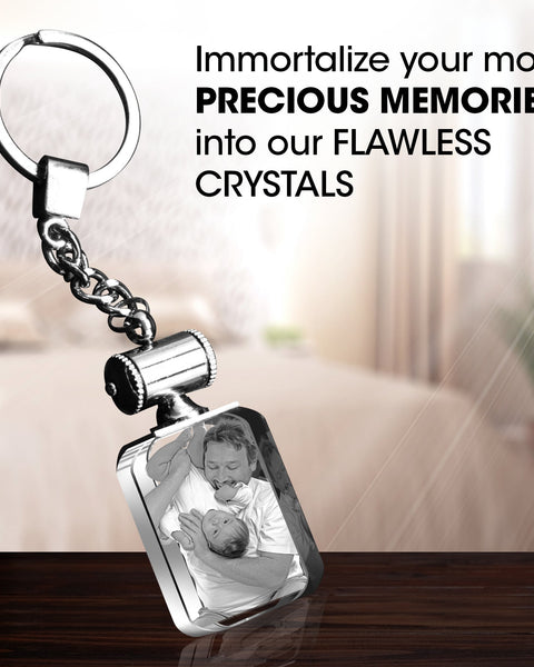 Personalized 3D Rectangle Crystal Engraved Light Up KeyChain
