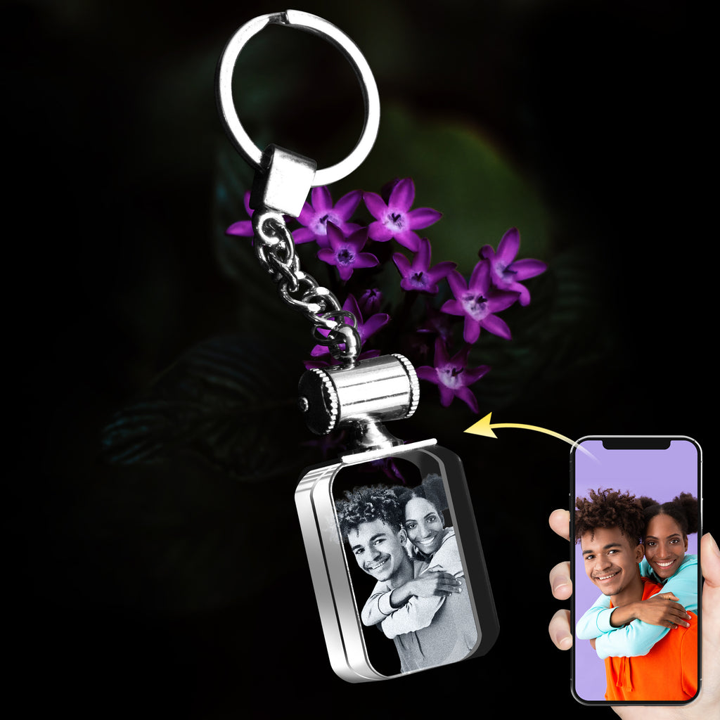 Personalized 3D Rectangle Crystal Engraved Light Up Keychain